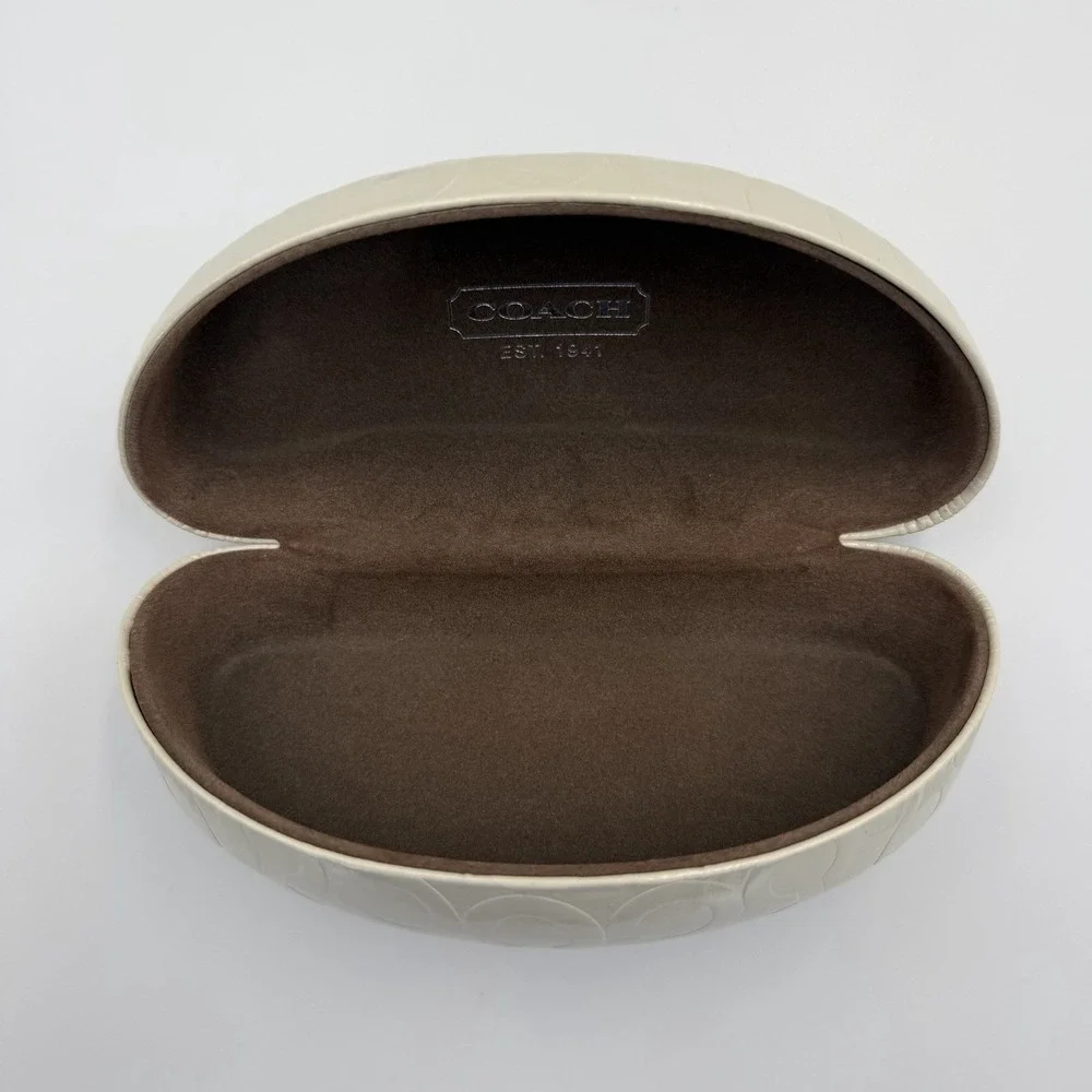 COACH Eyeglasses Sunglasses Hard Clamshell Case White w/ Signature 